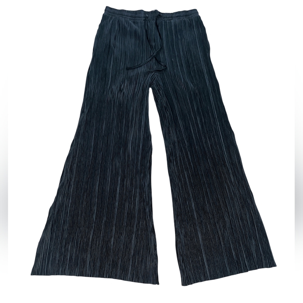 Black Ladies Micro Pleated Pants - Picture 2 of 6